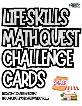 Preview of Life Skills Math Quest Challenge Cards Activity Pack