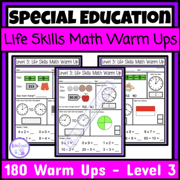 Preview of Life Skills Math Warm Up Worksheets Special Education Morning Work Bell Ringers