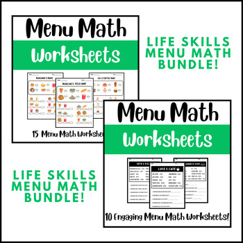 Preview of Life Skills: Menu Math Bundle