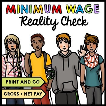 Preview of Life Skills - Minimum Wage - Gross and Net Pay - Jobs - Real World Math - Money