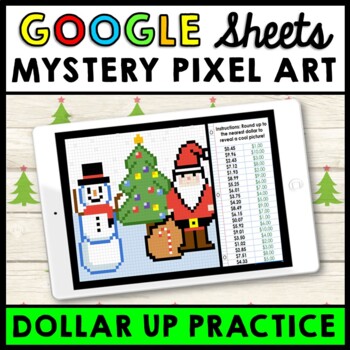 Preview of Life Skills - Money Dollar Up - Mystery Pixel Art - Google Sheets - Christmas