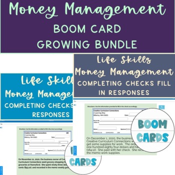 Preview of Life Skills Money Management Banking & Check Writing Growing Bundle