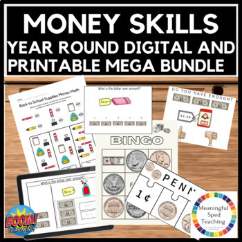Preview of Life Skills Money Math and Next Dollar Up Activities FULL YEAR BUNDLE + Digital