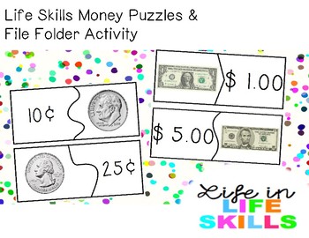 Preview of Life Skills Money Puzzles & File Folder Activity