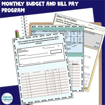 Preview of Life Skills Monthly Budget, Bill Pay & Transaction Log Completion Unit 4