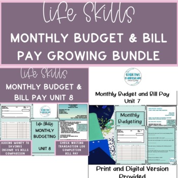 Preview of Life Skills Monthly Budgeting, Bill Pay, Checking & Savings Management Bundle