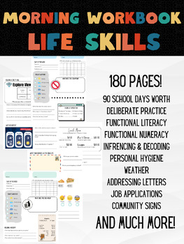 Preview of Life Skills Morning Workbook - Editable 180 pages!