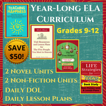 Preview of YEAR-LONG ELA Curriculum Grades 9-12 Life Skills Nonfiction + Novel Study Bundle