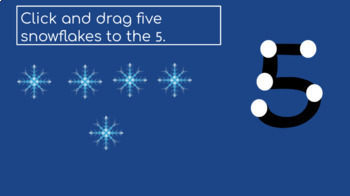 Preview of Life Skills Numbers 1-9, Snowflakes. Click and drag, Google Slides