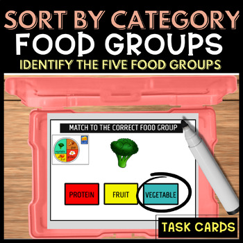 Preview of Life Skills Nutrition Special Education Sort by Food Groups Task Cards