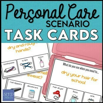 Preview of Life Skills Personal Care Scenario Task Cards for Autism and Special Education