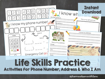 Preview of Life Skills Practice - I Know My Phone Number, Address, and Who I Am