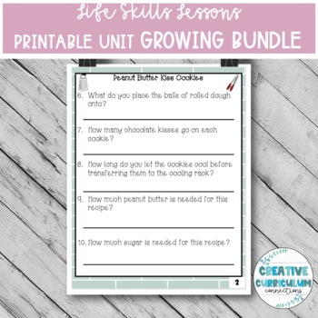 Preview of Life Skills Functional Lessons Printable Lesson Growing Bundle