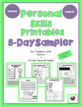 Preview of Life Skills Printables for Students with Autism  (Personal) SAMPLER