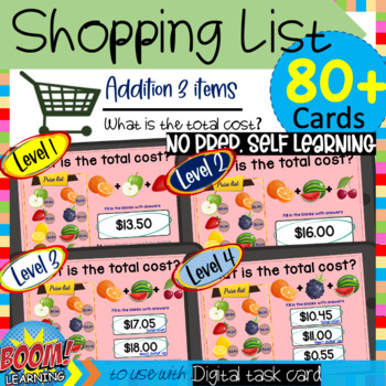 Preview of Life Skills: Read and Addition a Shopping List 3 items | Functional Math -Bundle