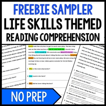 Preview of Life Skills - Reading Comprehension - Special Education - FREEBIE
