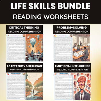 Preview of Life Skills Reading Comprehension Worksheets Bundle