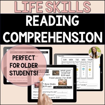 Preview of Life Skills Reading Comprehension in Activities of Daily Living Boom Cards™