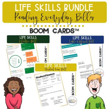 Preview of Functional Life Skills BUNDLE Reading Everyday Bills BOOM Cards™