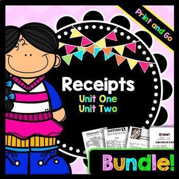 Preview of Life Skills - Receipts - Reading - Math - Special Education - Money - BUNDLE