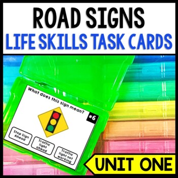 Preview of Life Skills - Reading - Road Signs - Driving Permit Practice - Cars - Task Cards