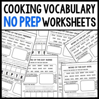 Preview of Life Skills - Cooking Vocabulary - Reading Worksheets