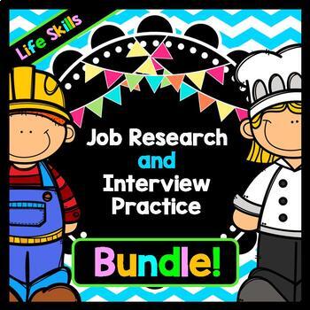 Preview of Life Skills Reading and Writing For Jobs: Career Research + Job Interview BUNDLE