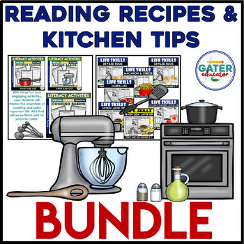 Preview of Life Skills Recipe Reading Comprehension Kitchen Safety Functional Math BUNDLE