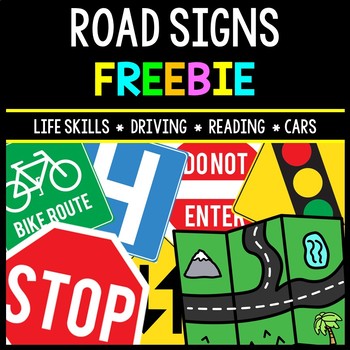 Preview of Life Skills - Road Signs - Driving - Permit Practice - Reading - Cars - FREEBIE