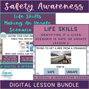 Preview of Life Skills Safe & Unsafe Scenarios, Understanding & Identify DIGITAL Bundle