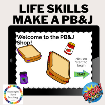 Preview of Life Skills Sequencing Making a Peanut Butter and Jelly Sandwich Boom Cards™ 