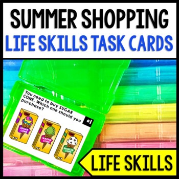 Preview of Life Skills - Shopping - Summer - Task Cards - Special Education