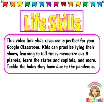 Preview of Life Skills Slide with Video Links