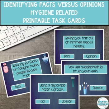 Preview of Life Skills/ Social/ Communication  Hygiene Facts Versus Opinions Task Cards