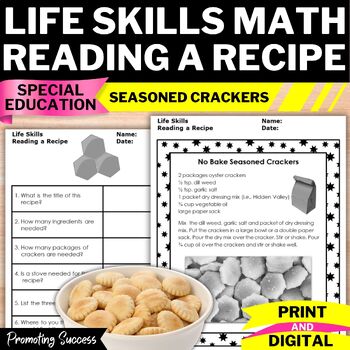 Preview of Functional Math Special Education Family Consumer Science Reading a Recipe