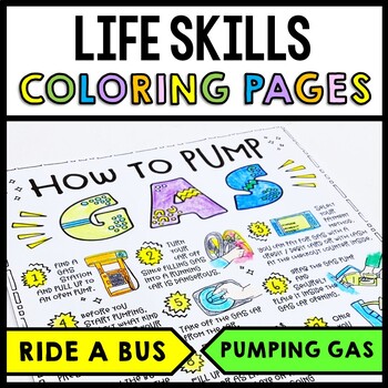 Life Skills Special Education Riding A Bus Pumping Gas Coloring Pages