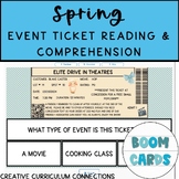 Life Skills Spring Functional Reading Passes & Tickets Boom Cards