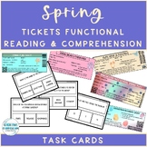 Life Skills Spring Functional Reading Passes & Tickets Task Cards
