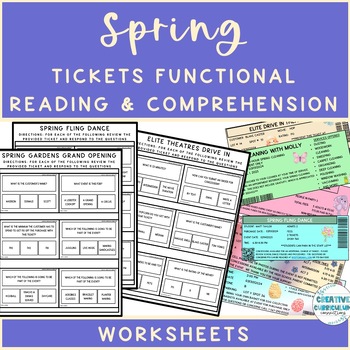 Preview of Life Skills Spring Functional Reading Passes & Tickets Worksheets