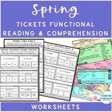 Life Skills Spring Functional Reading Passes & Tickets Worksheets