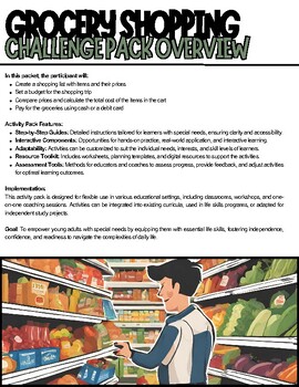 Preview of Life Skills Stations Grocery Shopping Challenges