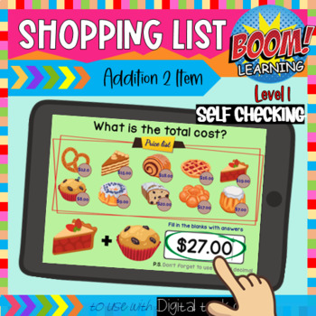 Preview of Life Skills Sweetshop - Functional Money Math, Shopping List Addition 2 Items