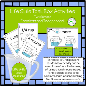 Fraction Measuring Cups Task Cards & Flashcard Work Task Box Activity