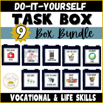 Preview of Life Skills Task Box Bundle | Vocational Work Box | Independent Work System