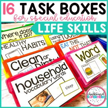 Preview of Life Skills Task Boxes: set one {special education}