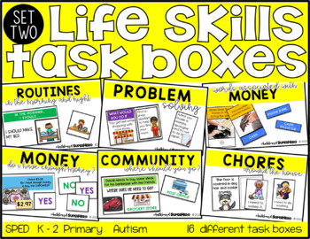 Preview of Life Skills Task Boxes: set two {special education}