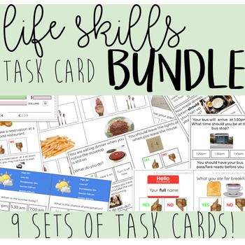 Preview of Life Skills Task Card BUNDLE - functional skills, life skills