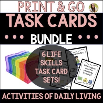 Preview of Life Skills Task Cards Bundle for Activities of Daily Living