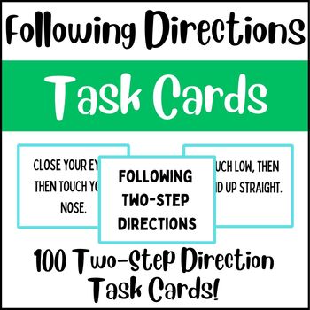 Preview of Life Skills Task Cards: Following Two-Step Directions