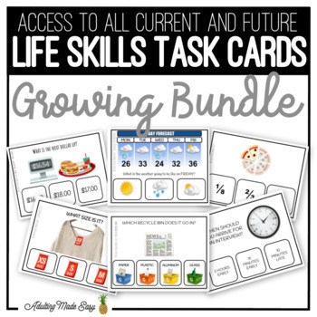Preview of Life Skills Task Cards GROWING BUNDLE
